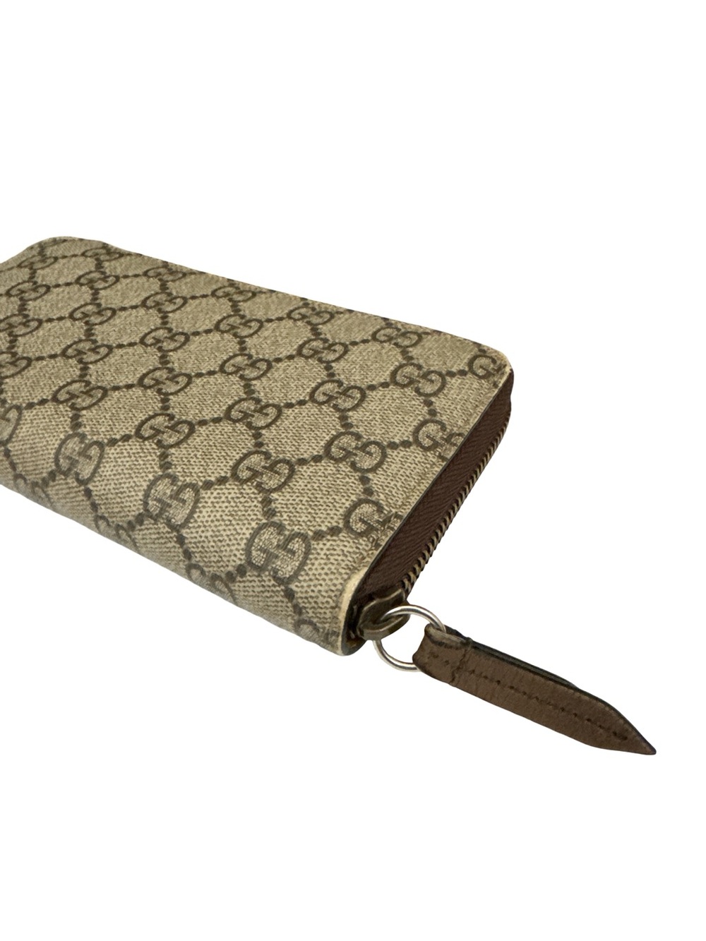 Gucci Beige Brown GG Supreme Zip-Around Wallet with Gold Accent Coated Canvas - Picture 13 of 15